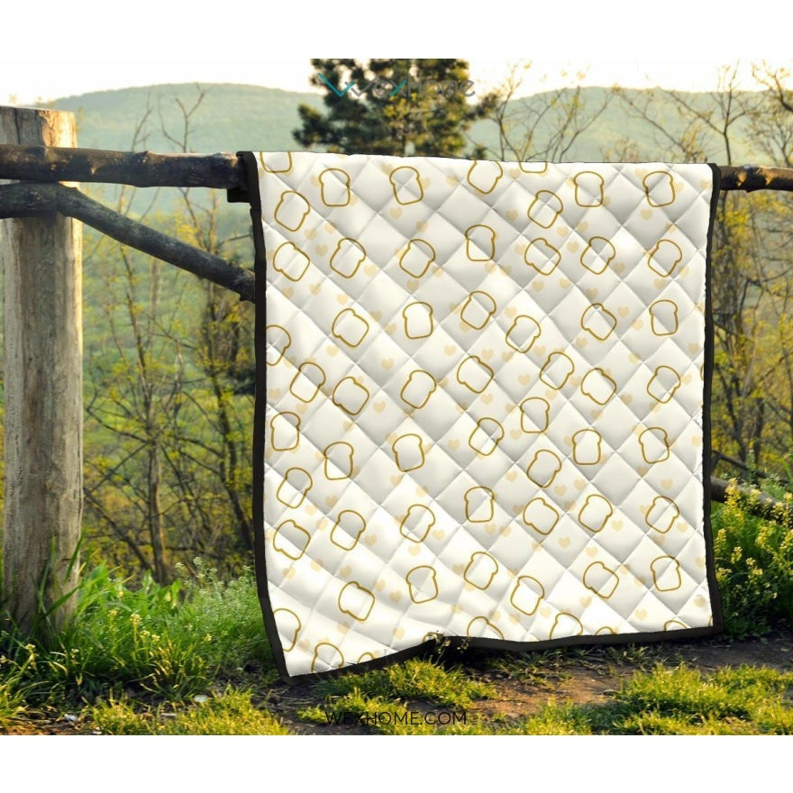 Bread Toast Pattern Print Design 01 Premium Quilt