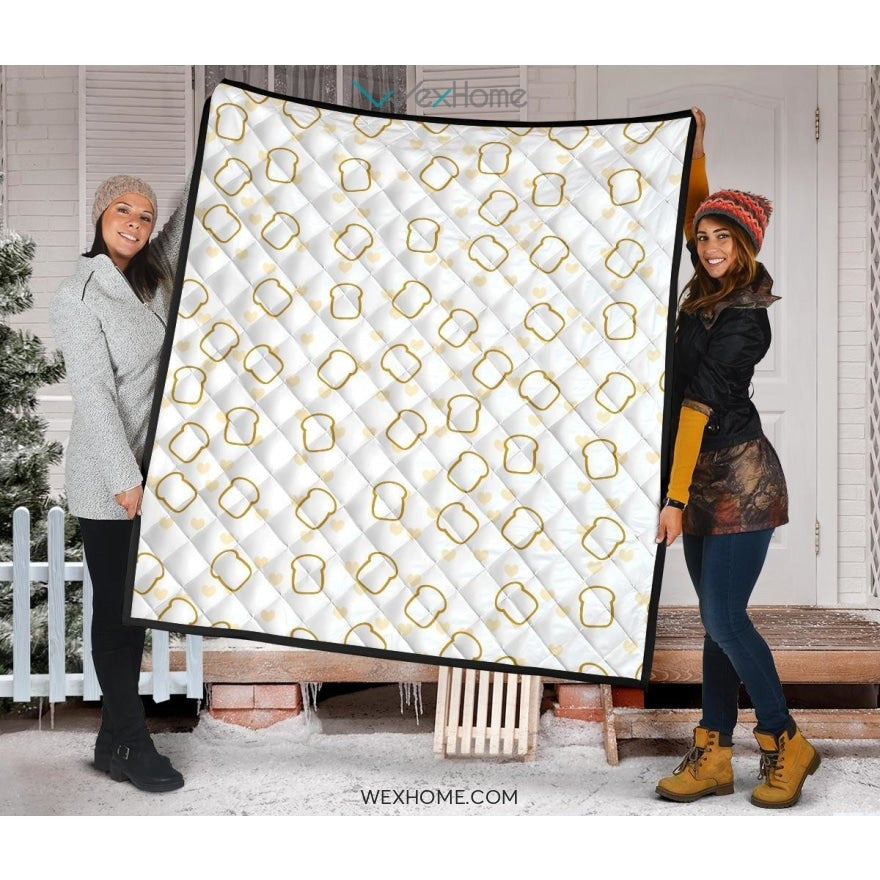 Bread Toast Pattern Print Design 01 Premium Quilt