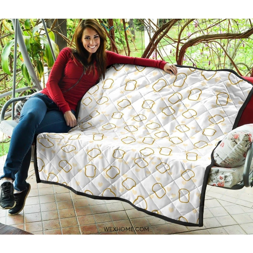 Bread Toast Pattern Print Design 01 Premium Quilt
