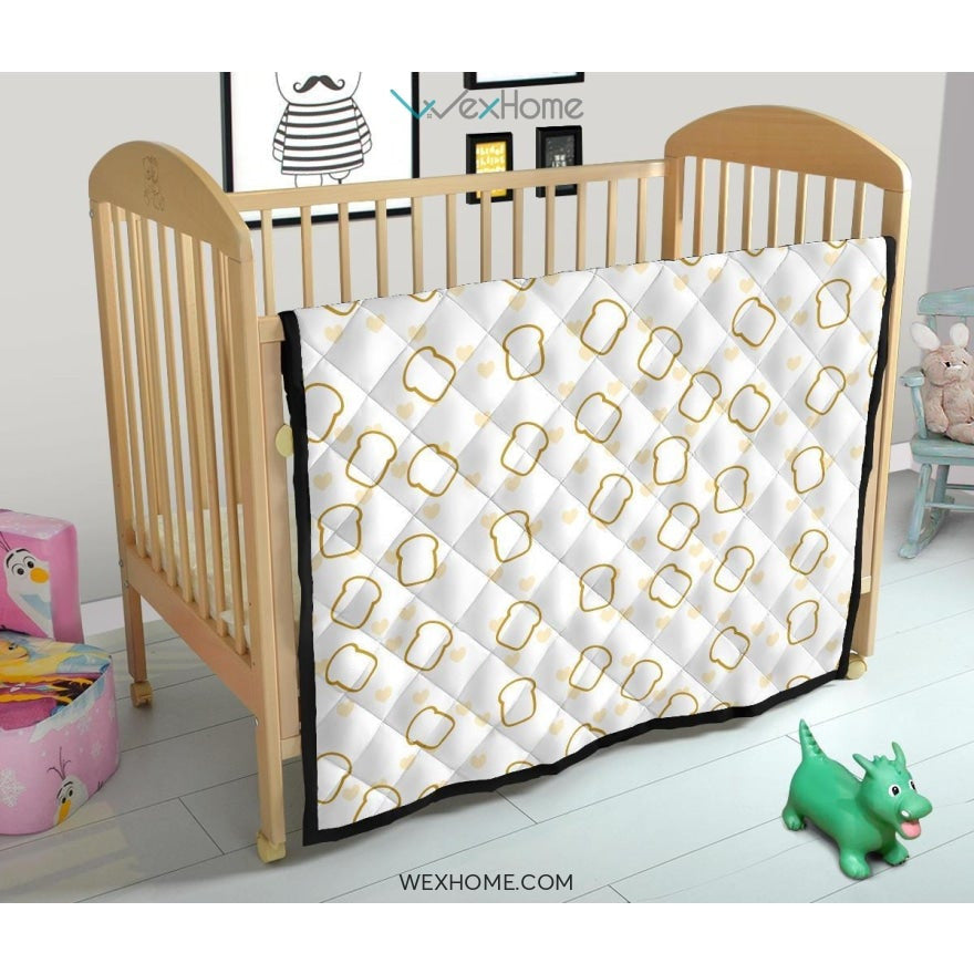 Bread Toast Pattern Print Design 01 Premium Quilt