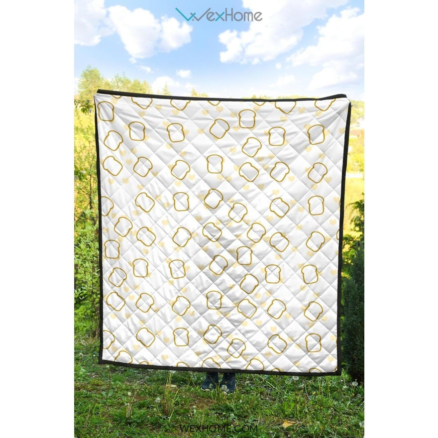 Bread Toast Pattern Print Design 01 Premium Quilt