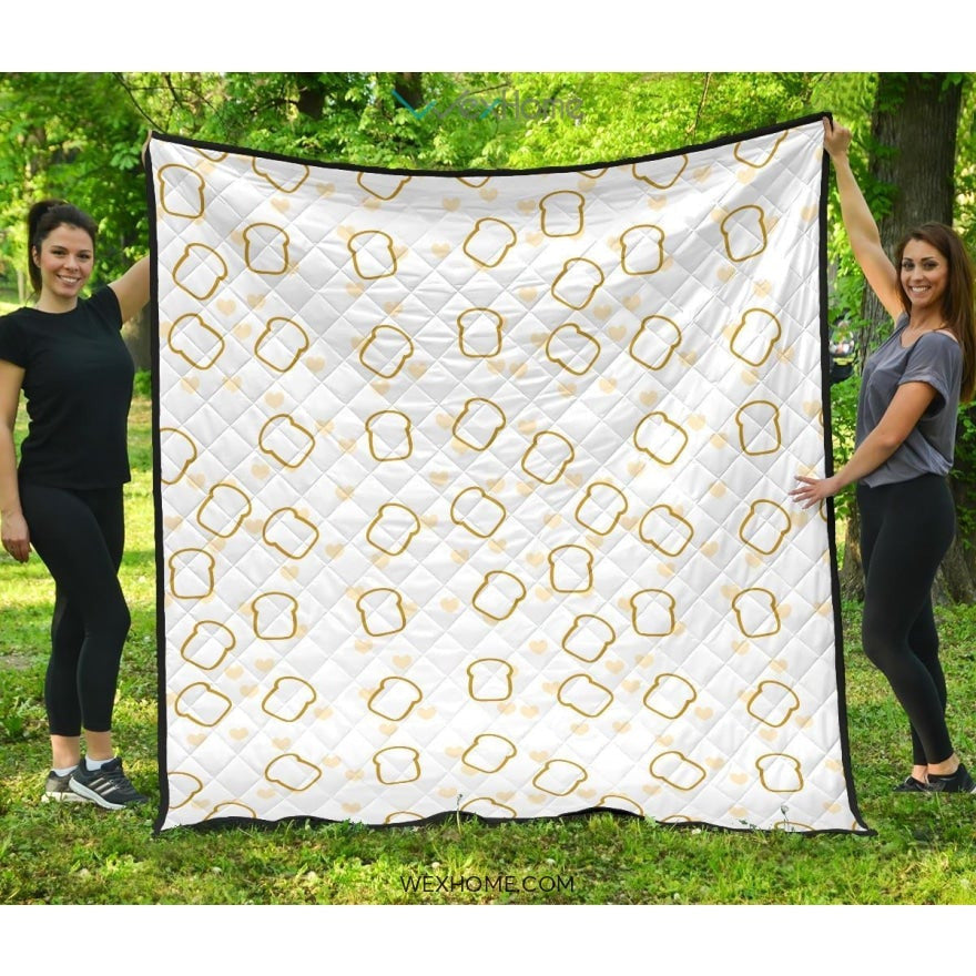 Bread Toast Pattern Print Design 01 Premium Quilt