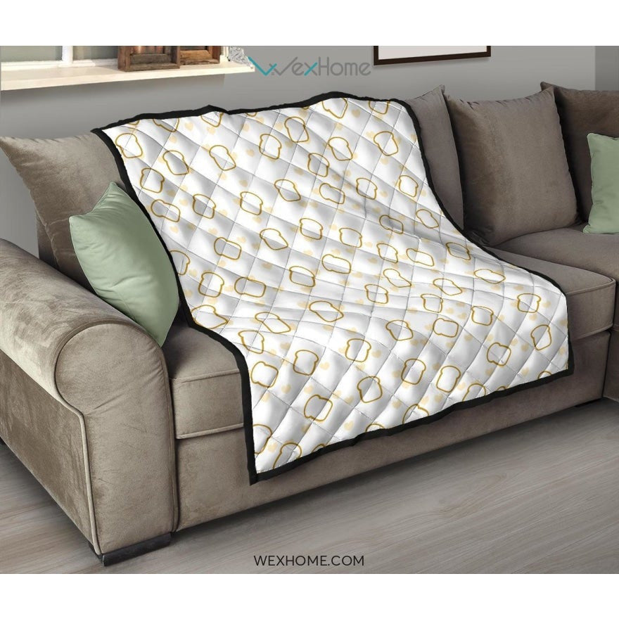 Bread Toast Pattern Print Design 01 Premium Quilt