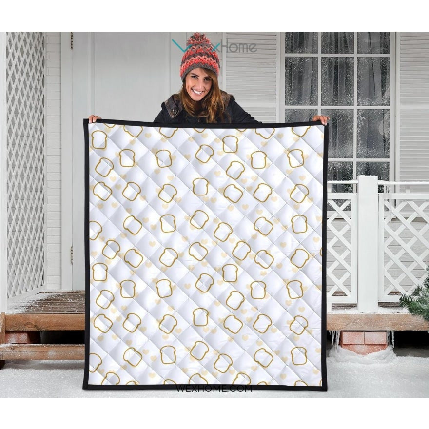 Bread Toast Pattern Print Design 01 Premium Quilt
