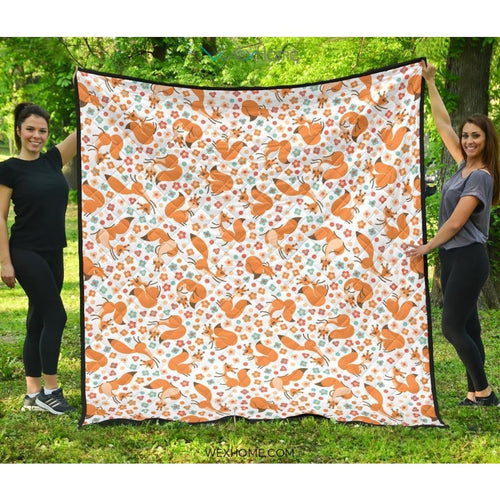 Squirrel Pattern Print Design 05 Premium Quilt
