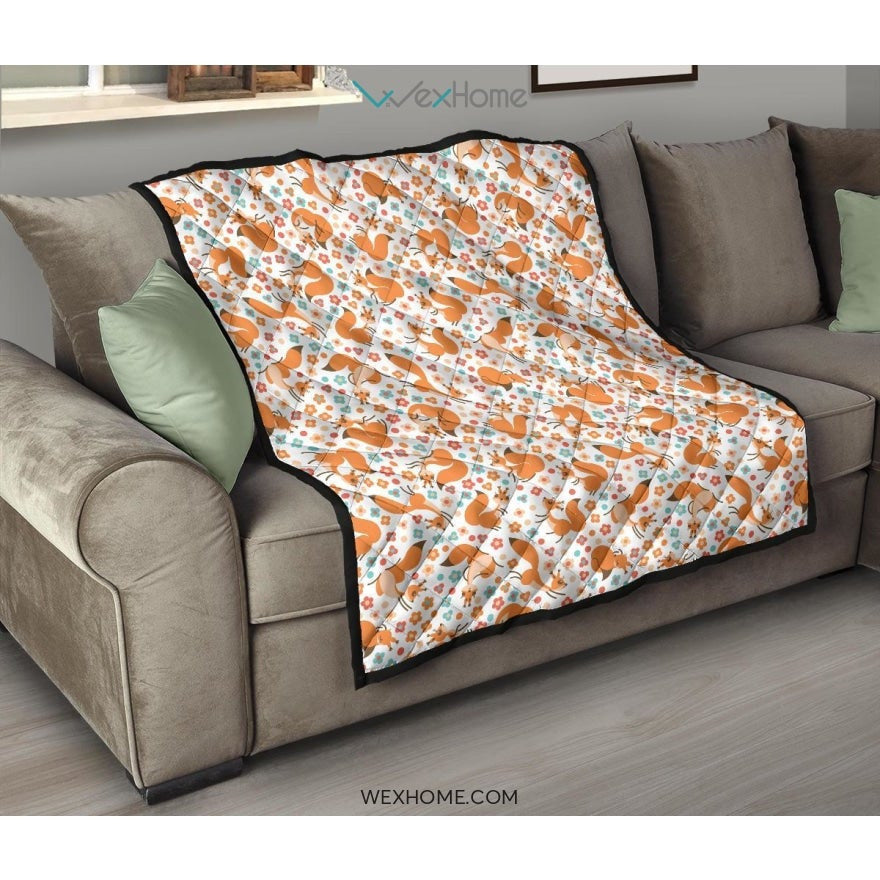 Squirrel Pattern Print Design 05 Premium Quilt