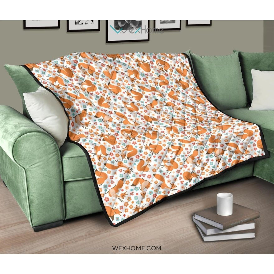 Squirrel Pattern Print Design 05 Premium Quilt