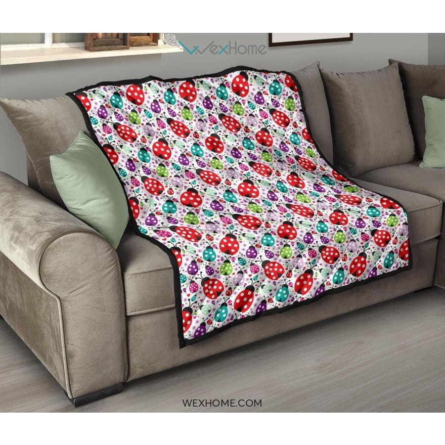 Ladybug Pattern Print Design 03 Premium Quilt