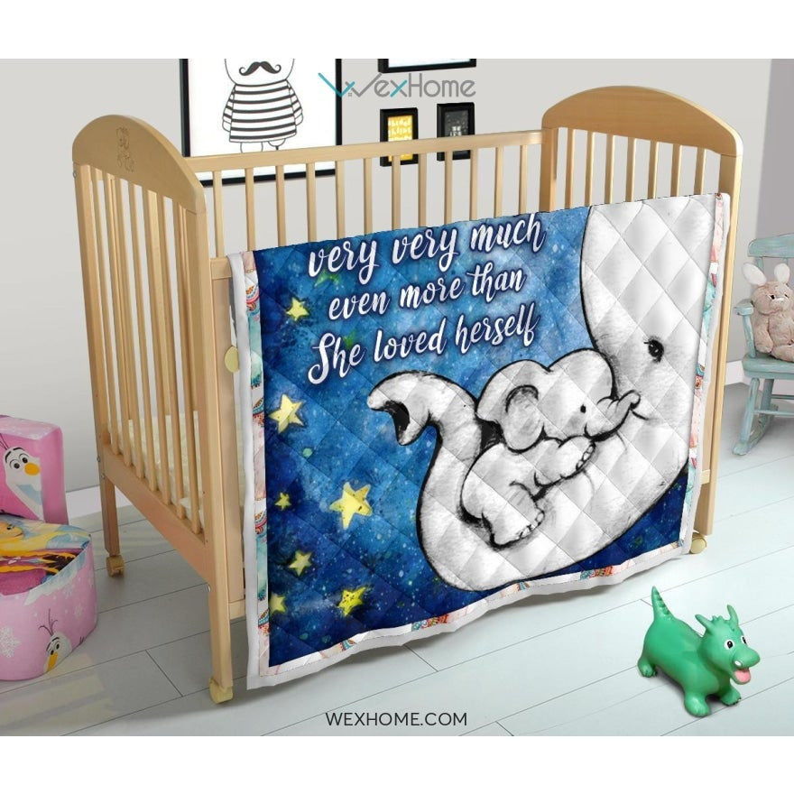 WEXHOME And She Loved Little Girl Elephant Mom Premium Quilt