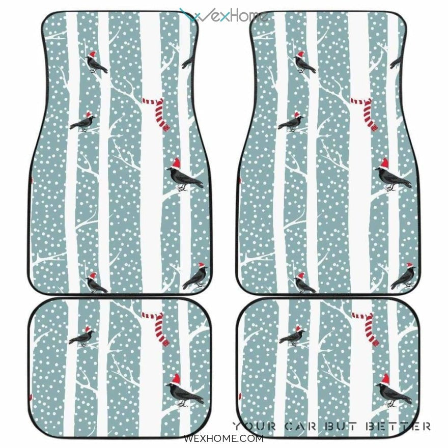Crows Christmas Hat Scarf Front And Back Car Mats Best Car Gift 2021