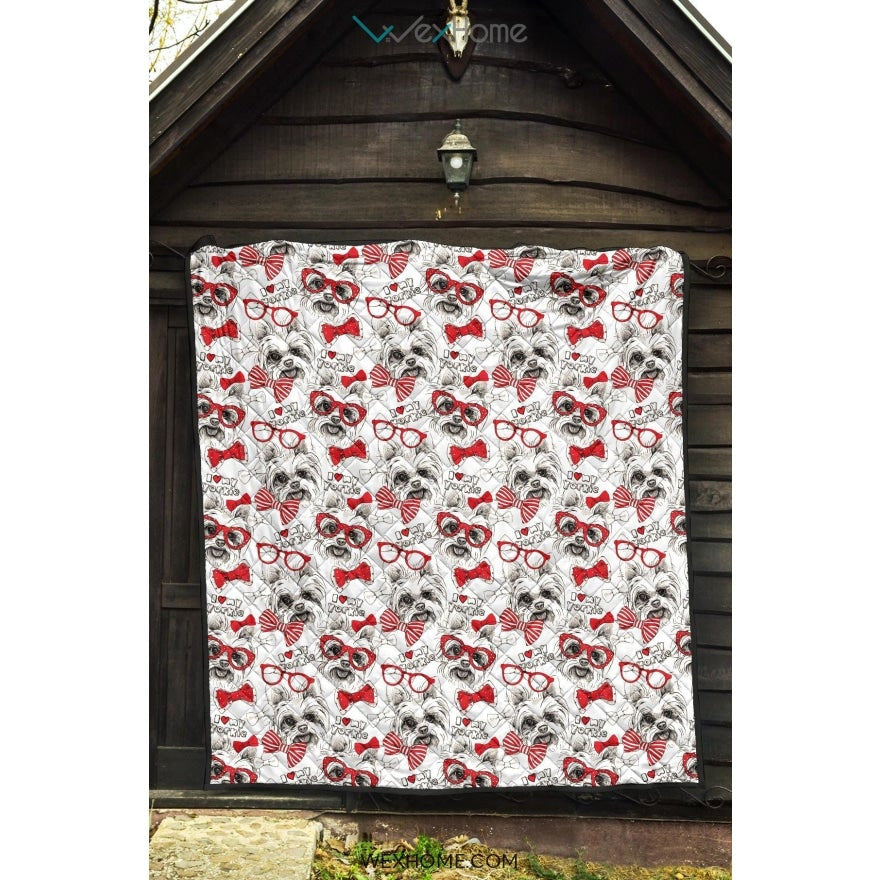 Yorkshire Terrier Pattern Print Design 04 Premium Quilt
