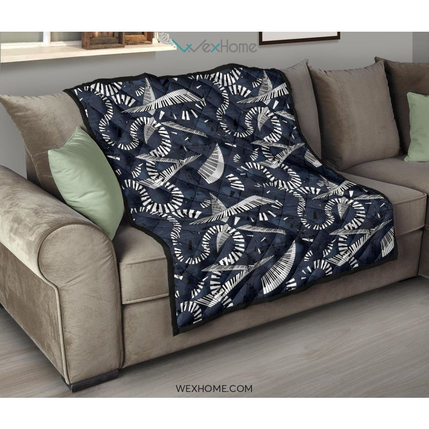 Piano Pattern Print Design 02 Premium Quilt