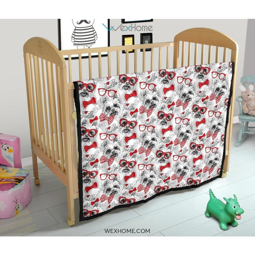 Yorkshire Terrier Pattern Print Design 04 Premium Quilt