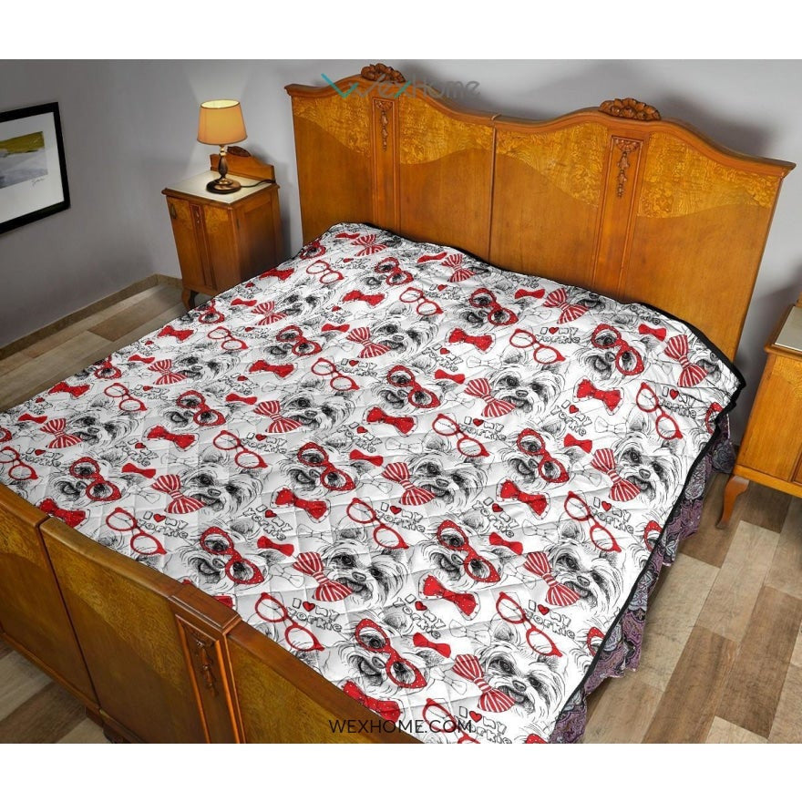 Yorkshire Terrier Pattern Print Design 04 Premium Quilt