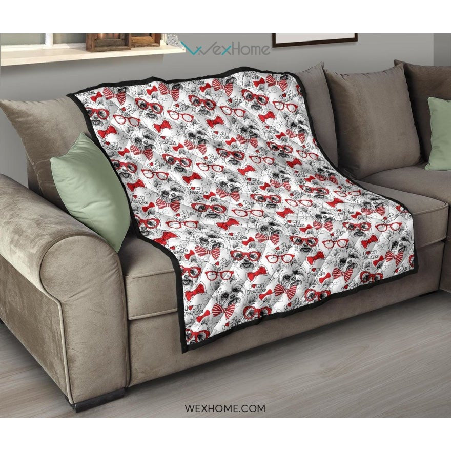 Yorkshire Terrier Pattern Print Design 04 Premium Quilt