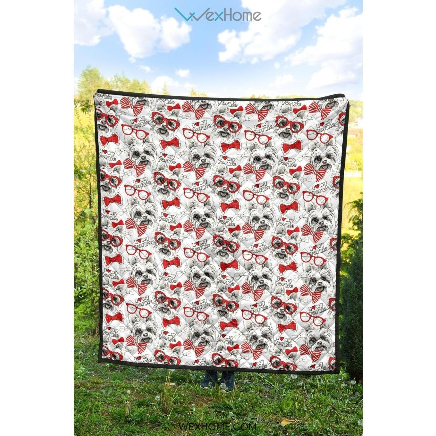 Yorkshire Terrier Pattern Print Design 04 Premium Quilt