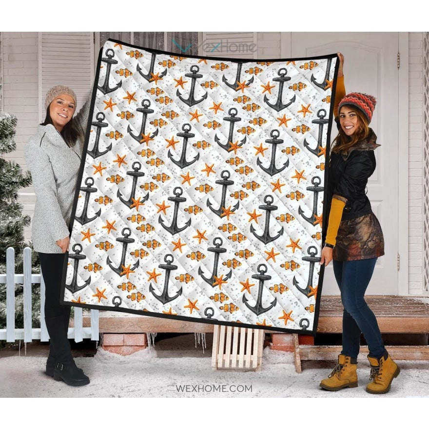 Clown Fish Pattern Print Design 02 Premium Quilt
