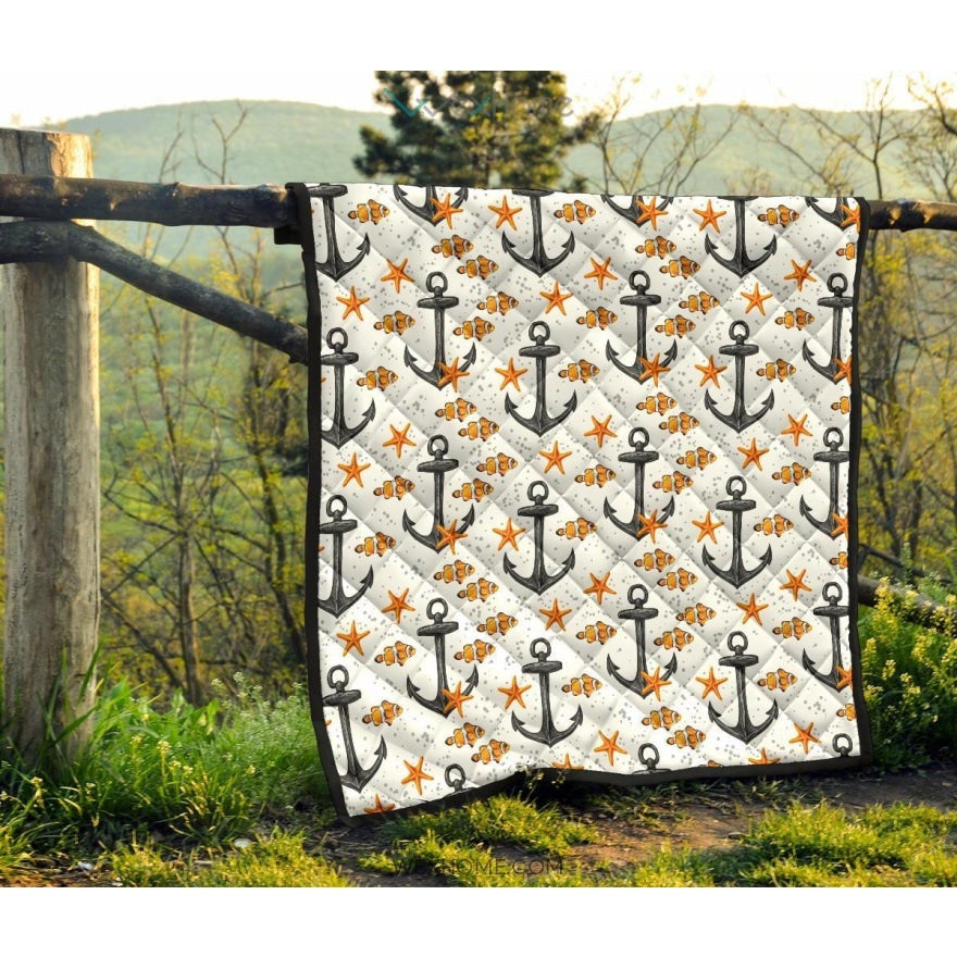Clown Fish Pattern Print Design 02 Premium Quilt