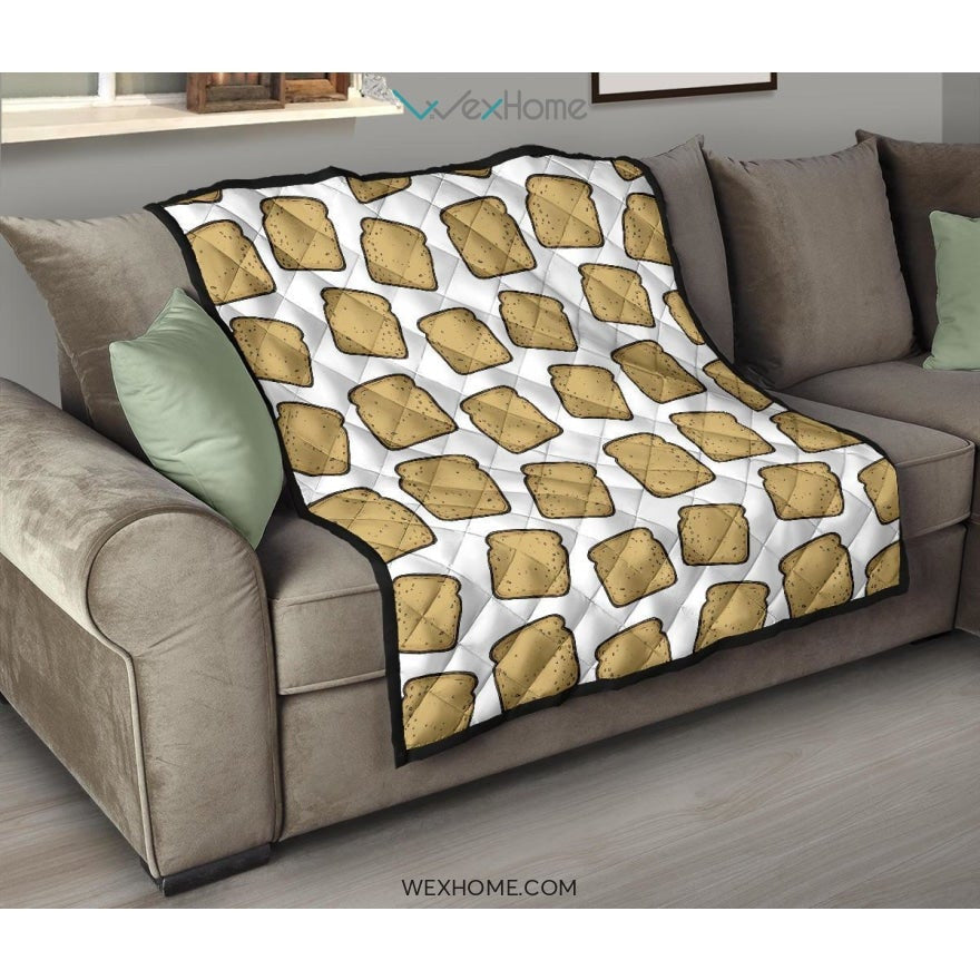 Bread Toast Pattern Print Design 03 Premium Quilt