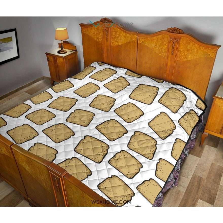 Bread Toast Pattern Print Design 03 Premium Quilt