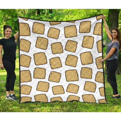 Bread Toast Pattern Print Design 03 Premium Quilt
