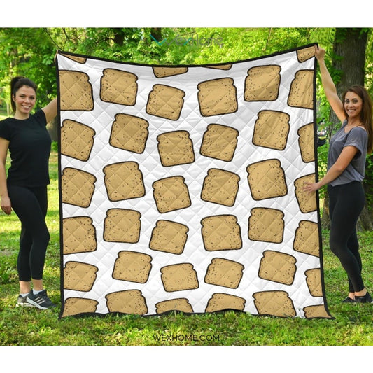 Bread Toast Pattern Print Design 03 Premium Quilt