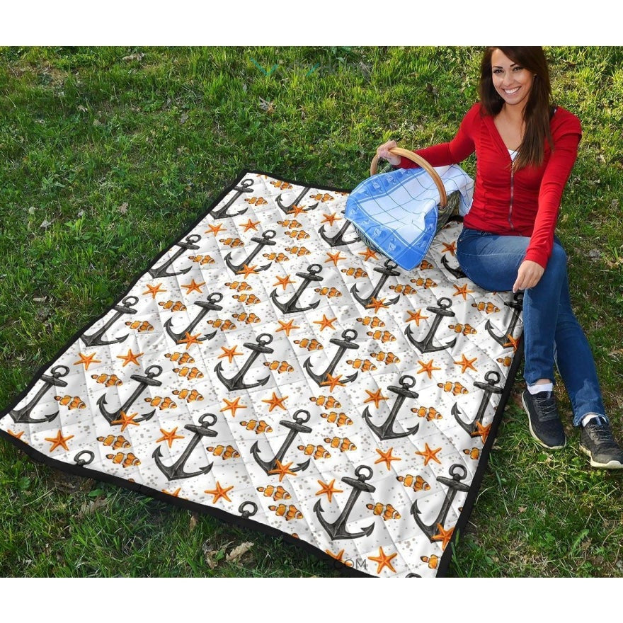 Clown Fish Pattern Print Design 02 Premium Quilt