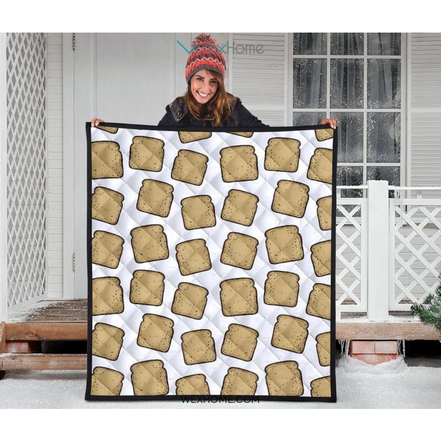 Bread Toast Pattern Print Design 03 Premium Quilt