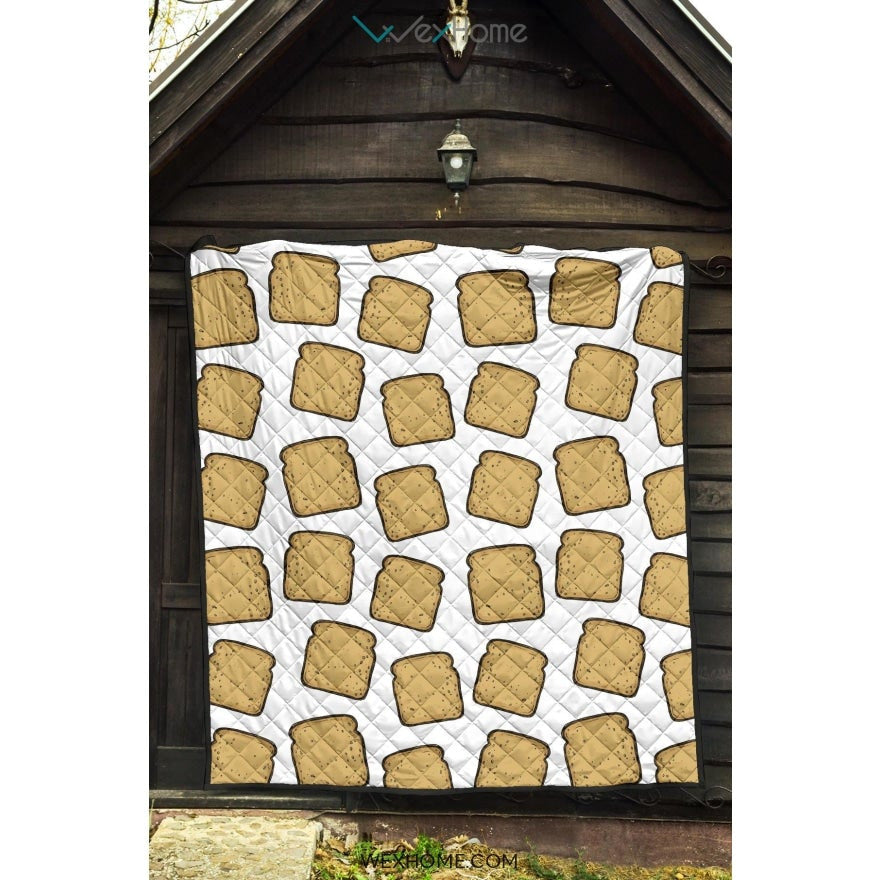 Bread Toast Pattern Print Design 03 Premium Quilt