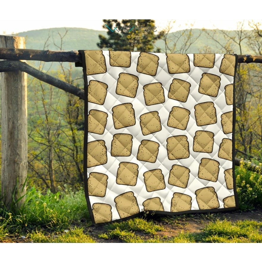 Bread Toast Pattern Print Design 03 Premium Quilt