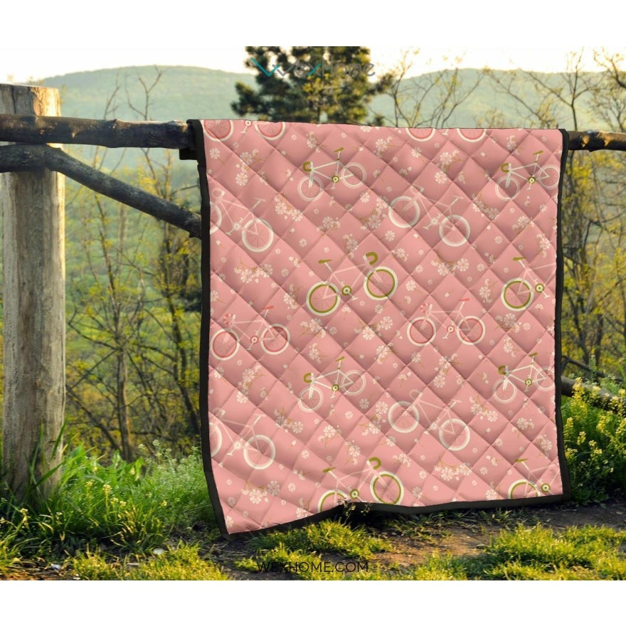 Bicycle Pattern Print Design 02 Premium Quilt