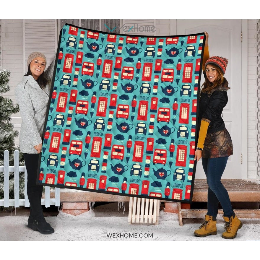 British Pattern Print Design 04 Premium Quilt