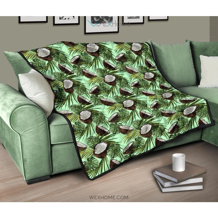Coconut Pattern Print Design 02 Premium Quilt