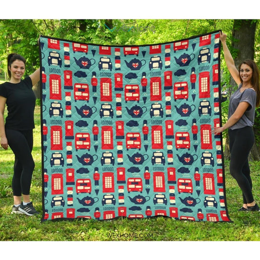 British Pattern Print Design 04 Premium Quilt