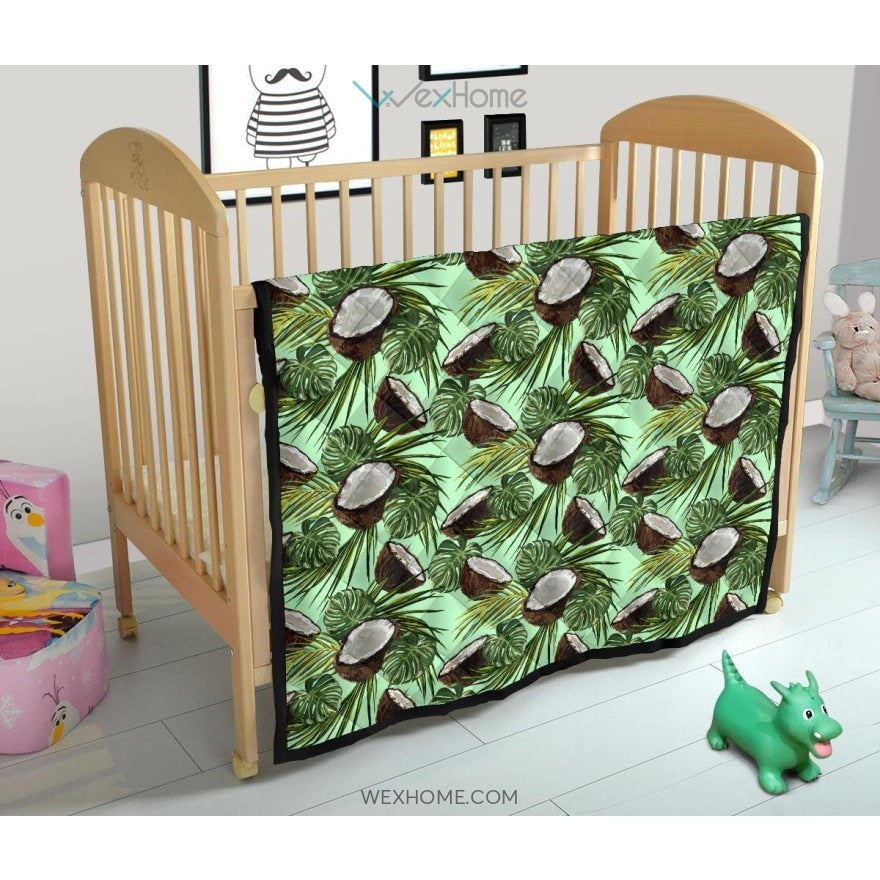 Coconut Pattern Print Design 02 Premium Quilt