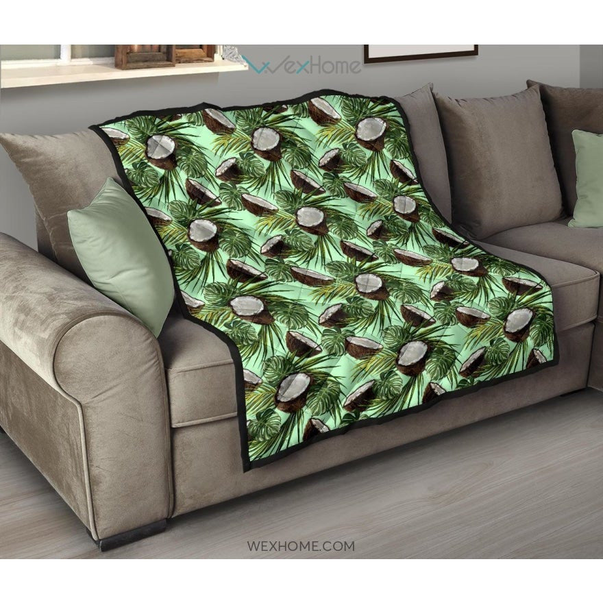 Coconut Pattern Print Design 02 Premium Quilt