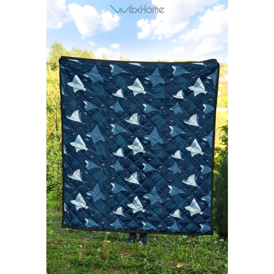 Stingray Pattern Print Design 04 Premium Quilt