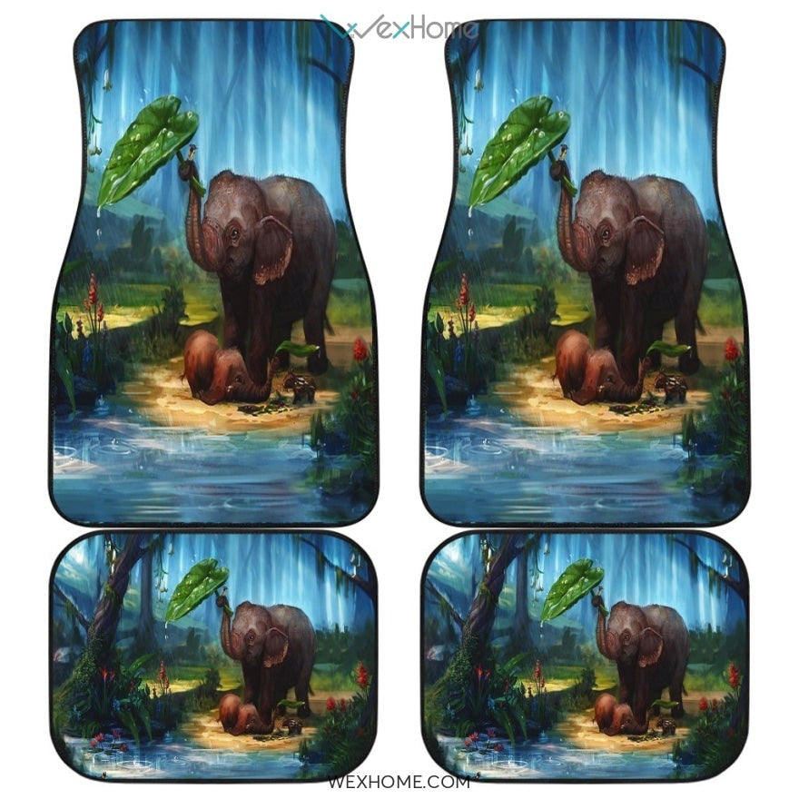 Elephant Drinking Water in Forest Car Mats Accesorries Car Decor 20212