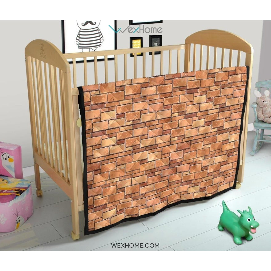Brick Printed Pattern Print Design 04 Premium Quilt