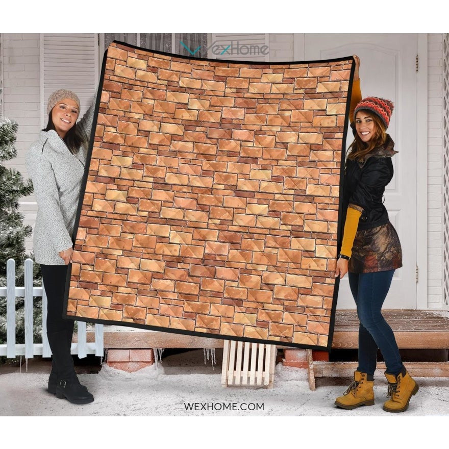 Brick Printed Pattern Print Design 04 Premium Quilt