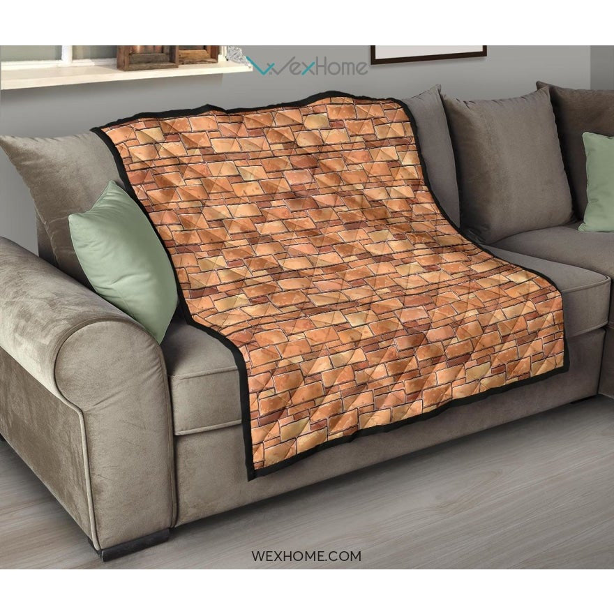 Brick Printed Pattern Print Design 04 Premium Quilt