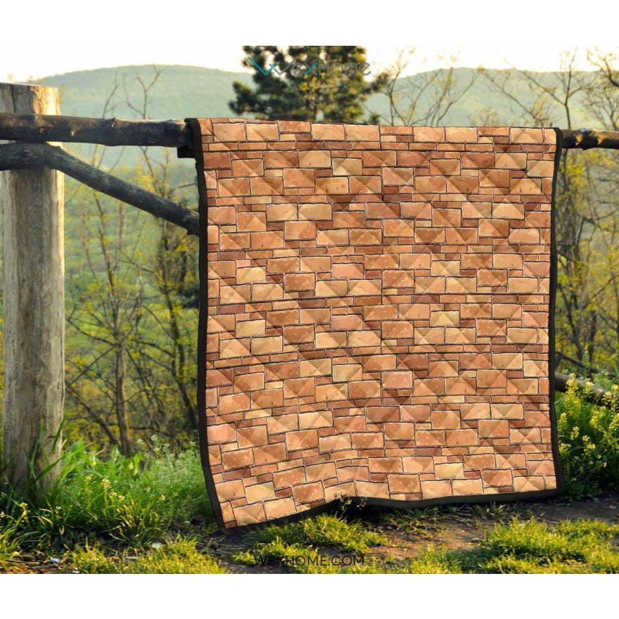 Brick Printed Pattern Print Design 04 Premium Quilt
