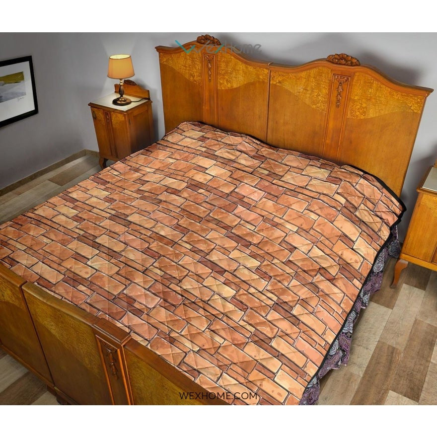 Brick Printed Pattern Print Design 04 Premium Quilt