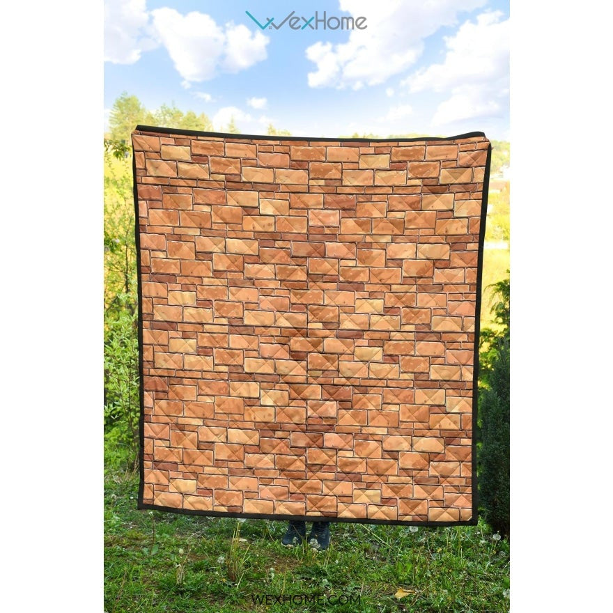 Brick Printed Pattern Print Design 04 Premium Quilt