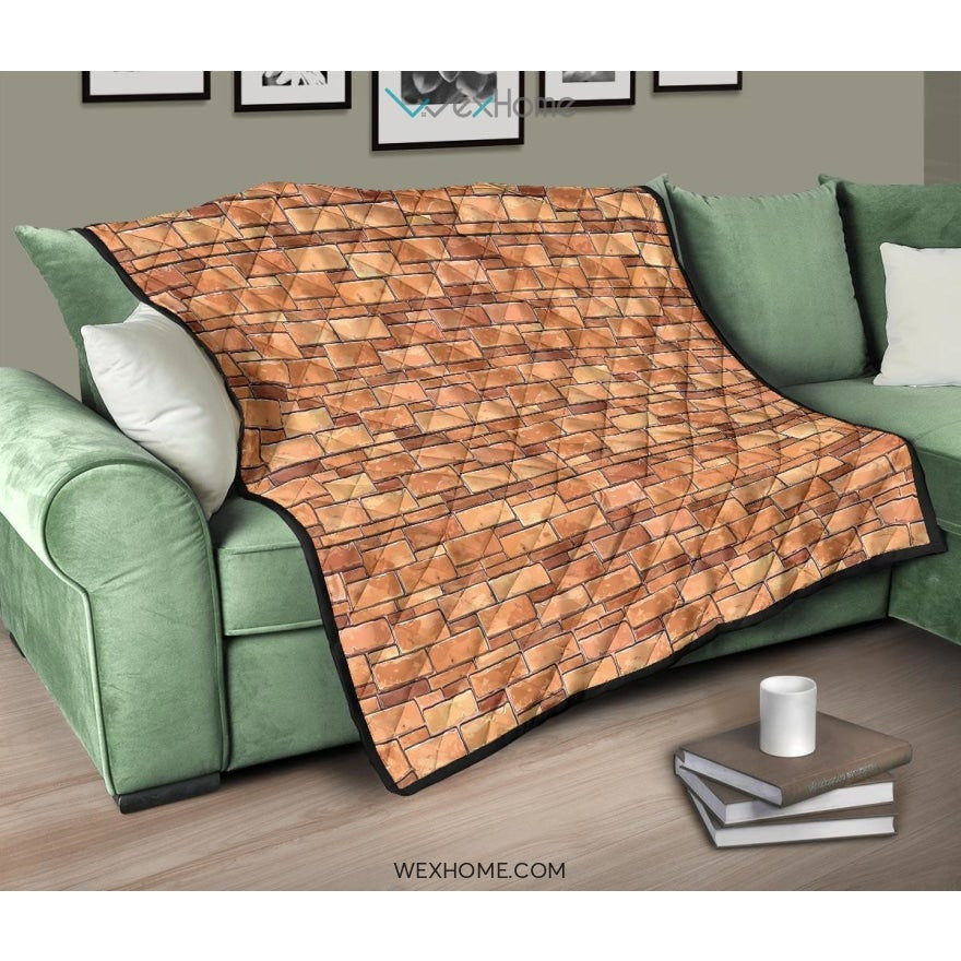 Brick Printed Pattern Print Design 04 Premium Quilt