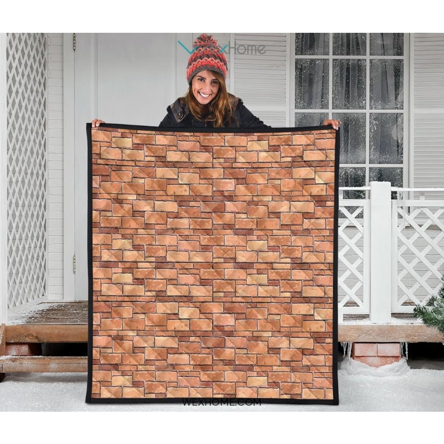 Brick Printed Pattern Print Design 04 Premium Quilt