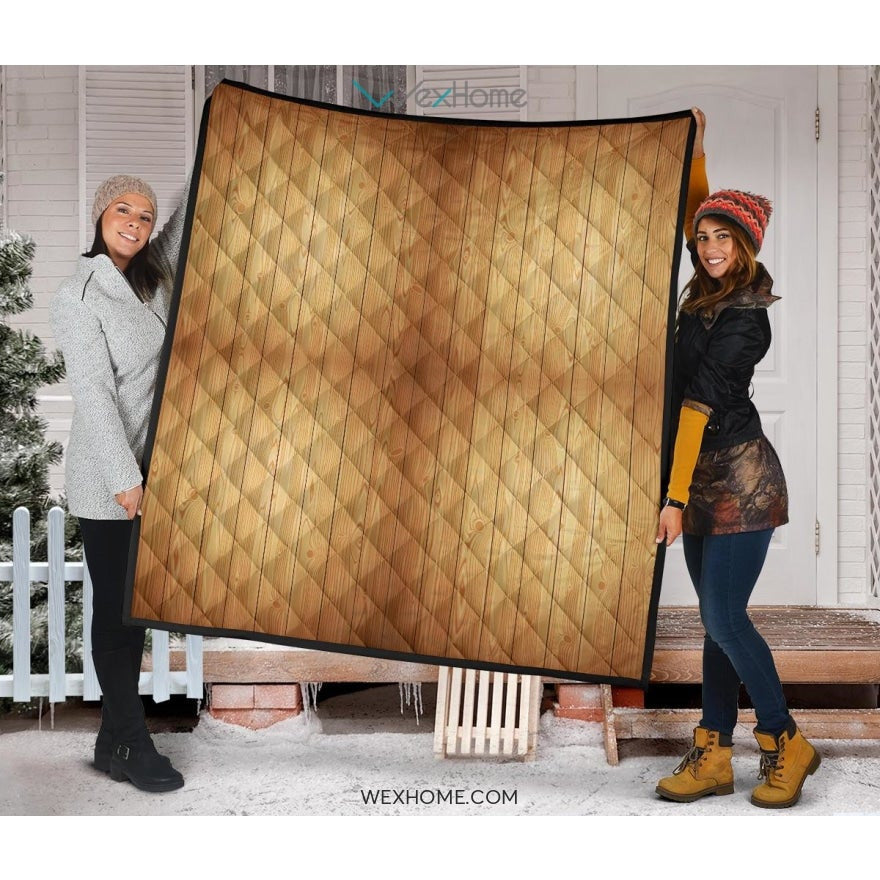 Wood Printed Pattern Print Design 05 Premium Quilt