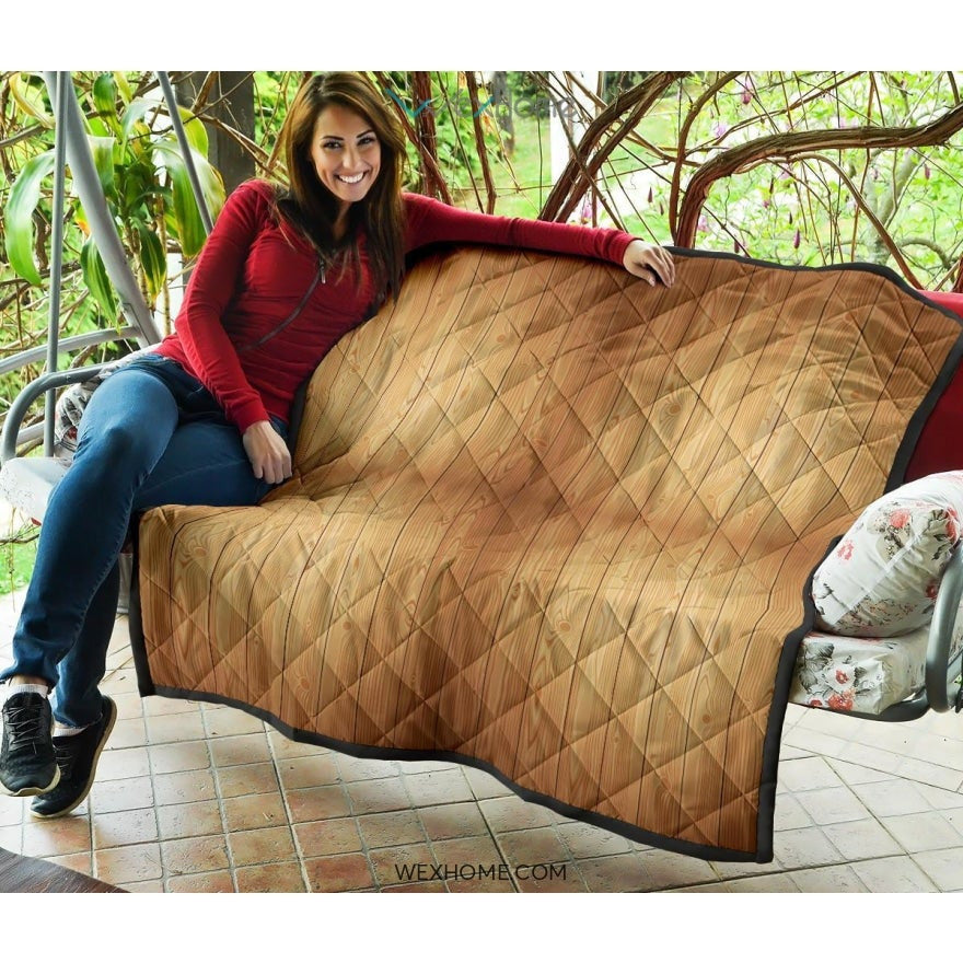 Wood Printed Pattern Print Design 05 Premium Quilt