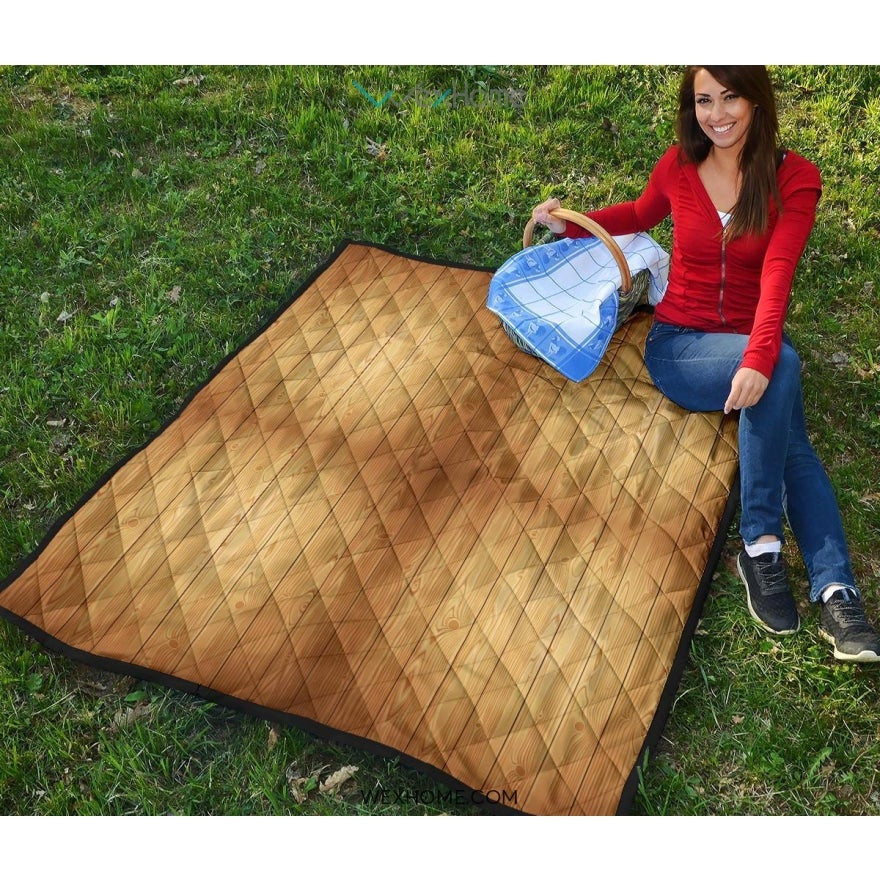 Wood Printed Pattern Print Design 05 Premium Quilt