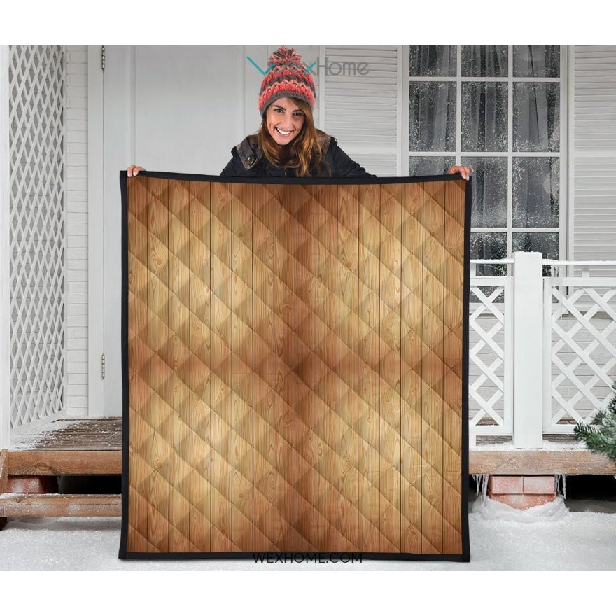 Wood Printed Pattern Print Design 05 Premium Quilt